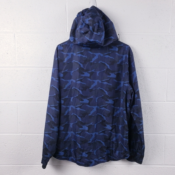 Slate & Stone Blue Camo Water Resistant Track Jacket Full Zip Hooded Size XL - Picture 2 of 13